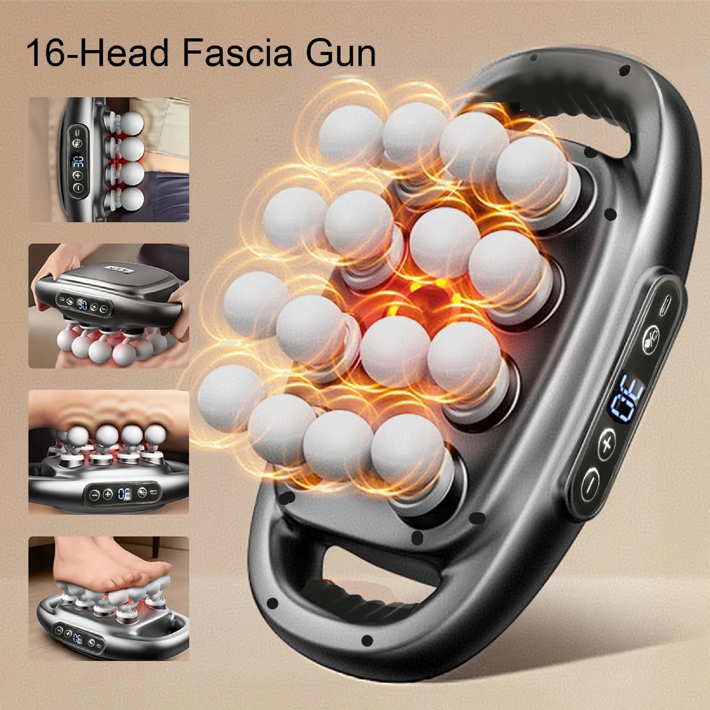 Pro Fascia Massage Gun with 16 Heads
